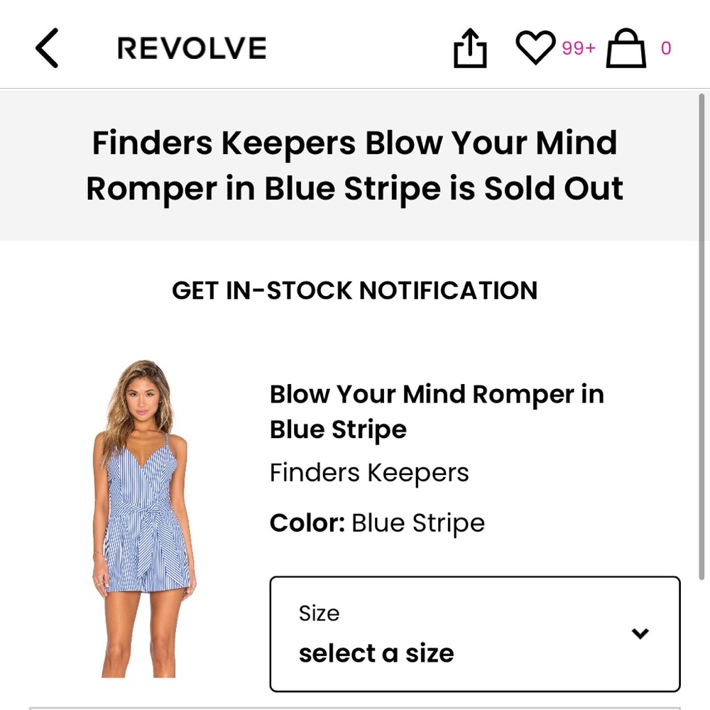 Revolve Finders Keepers Blow Your Mind Romper in Blue Strips XS